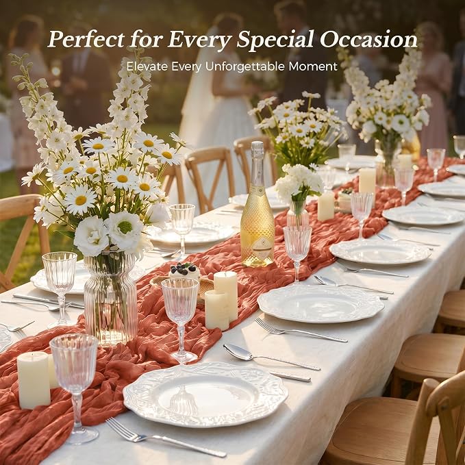 10 Pack Terracotta Cheesecloth Gauze Table Runners, 35x120 Inch | Extra Wide - Image 5