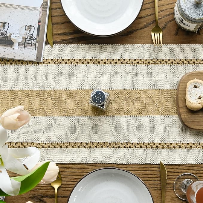 Artoid Mode Burlap Brown Rustic Woven Table Runner 12x48 Inch | Holiday - Image 3