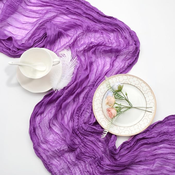 12 Pack Purple Cheesecloth Table Runner 17 x 108 Inch | Boho Gauze Cheese Cloth - Image 7
