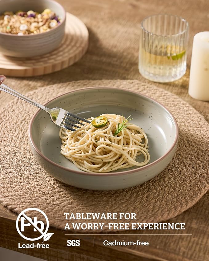 famiware Milkyway 33 oz Pasta Bowls Set of 8, Matcha Green | Double Reactive - Image 3