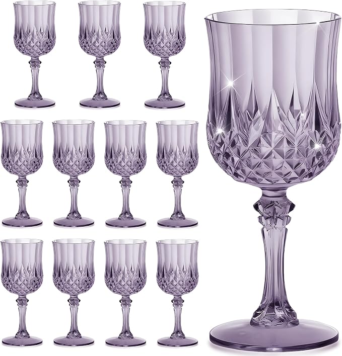 7OZ Plastic Wine Glasses, Reusable Vintage Goblets Unbreakable Drinking Glasses by Unknown