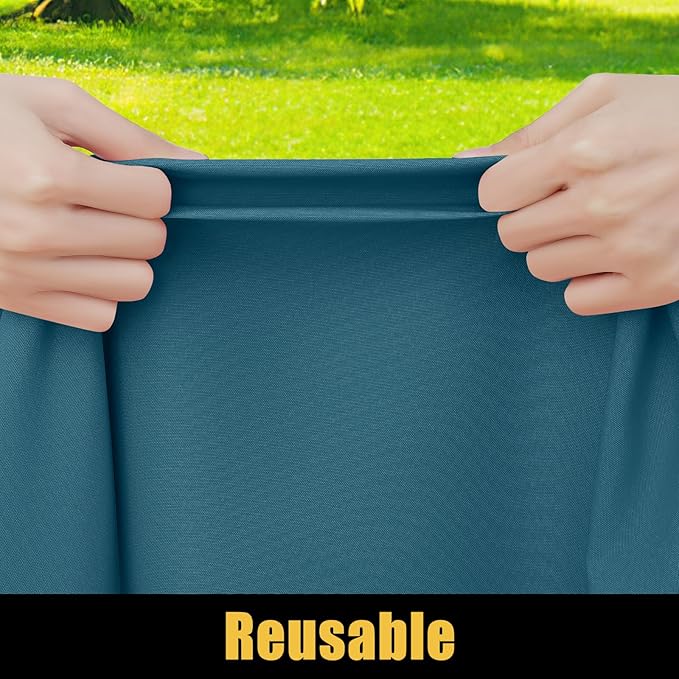 Smiry Rectangle Picnic Table Cloth, Waterproof Elastic Fitted Tablecloths for 4 Foot Tables, Washable Polyester Table Cover for Camping, Indoor and Outdoor (Peacock Blue, 30"x48")