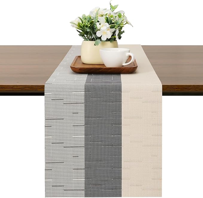Table Runner 71 Inches Long, Vinyl Woven Farmhouse Table Runners | Washable by Chitomars