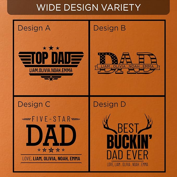 Personalized Dad Leatherette Coasters- Set of 6 Custom Dad Gift - Image 3