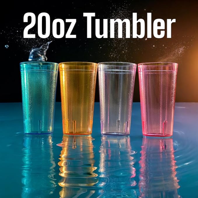 Oojami Set of 16 Plastic Tumblers, 20-Ounce Reusable Cups, BPA-Free & - Image 7