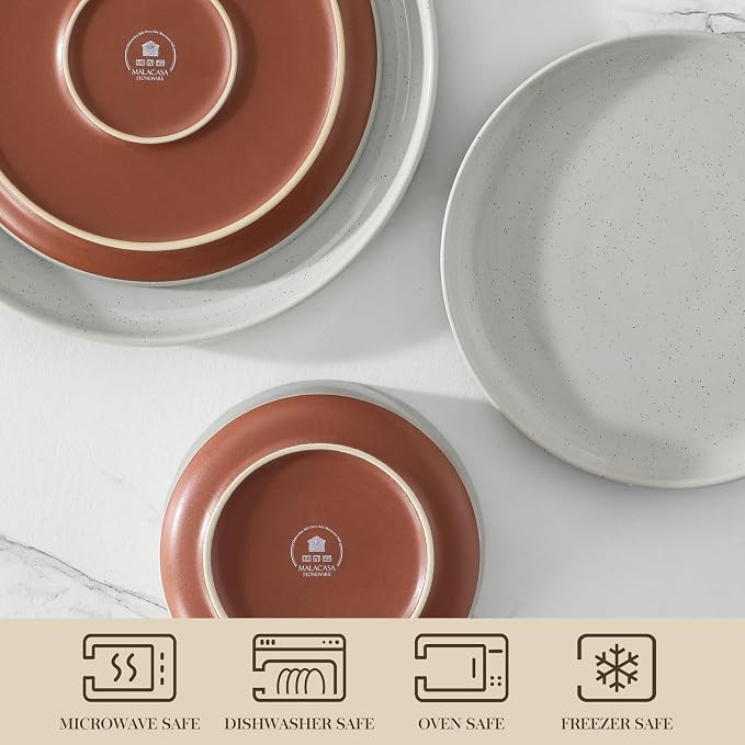 MALACASA Plates and Bowls Sets, 18 Pieces Modern Ceramic Dinnerware Set - Image 4