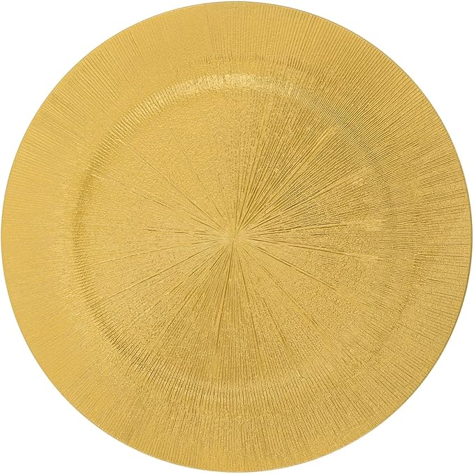 100 Pcs Antique Charger Plates Bulk, 13in Reusable Serving Plates Embossed Rim Plastic Party Dinner Plate Chargers Round Decorative Server Plate for Wedding Party Event Tableware