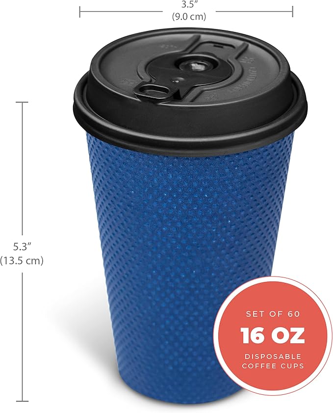 To Go Coffee Cups With Lids - 16 oz Disposable Coffee Cup With Lid. Large Togo - Image 3