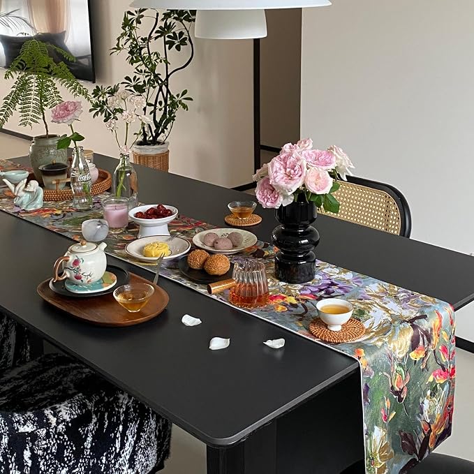 Green Table Runner, Cotton Polyester Blend Decorative Table Runner, Washable - Image 5