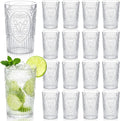 24 Pcs 16 oz Plastic Vintage Drinking Glasses Stemless Ribbed Highball Glasses by Unknown
