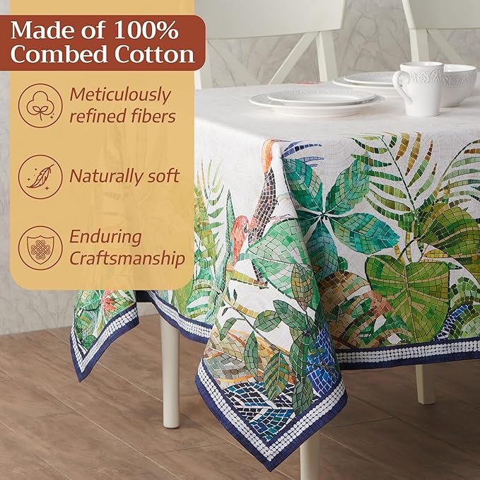 Maison d' Hermine Premium Table Cloth Square Table 100% Combed Cotton 70 x 70 Inches Tablecloth Reusable Decorative for Dining Room, Farmhouse, Home, Party, Festive & Wedding - Mosaic