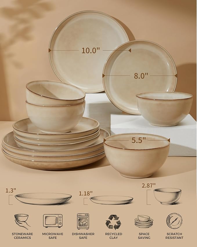 Stoneware Dinnerware Sets Service - Image 2