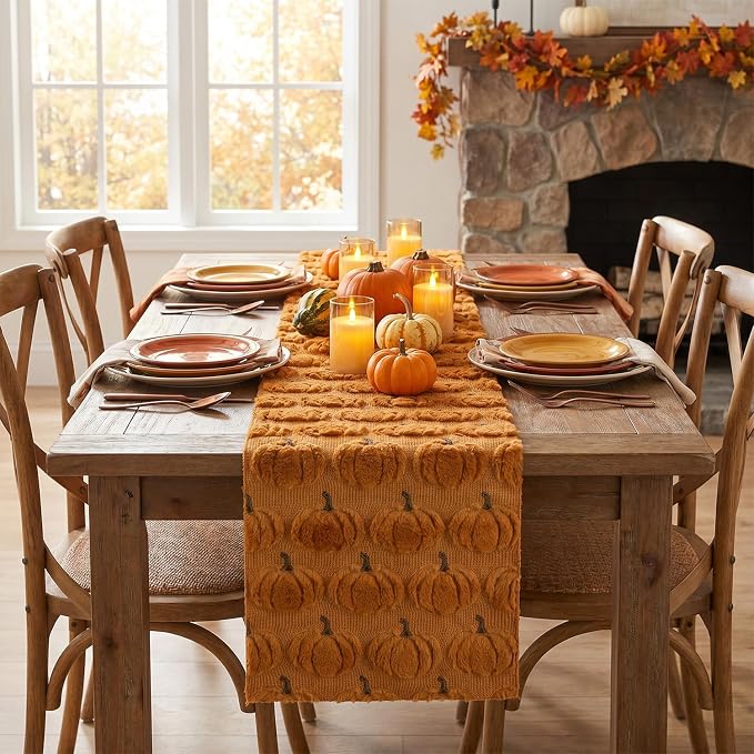 Artoid Mode Caramel Soft Faux Fur Fall Table Runner 13x90 Inch | Seasonal - Image 2