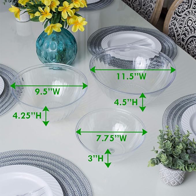 Reusable 150 Ounce Round Crystal Clear PlasticBowls Pack of 4 - Image 8