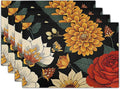 Boho Placemats Set of 4 - Floral Place Mats 12x18 Vintage Flower Table Mats Bohemian Kitchen Mats for Party Dining Table
