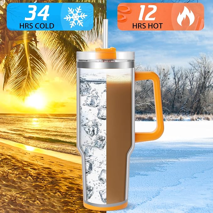 TaroKitc 40 oz Tumbler with Handle | Stainless Steel Insulated Travel Mug with - Image 3