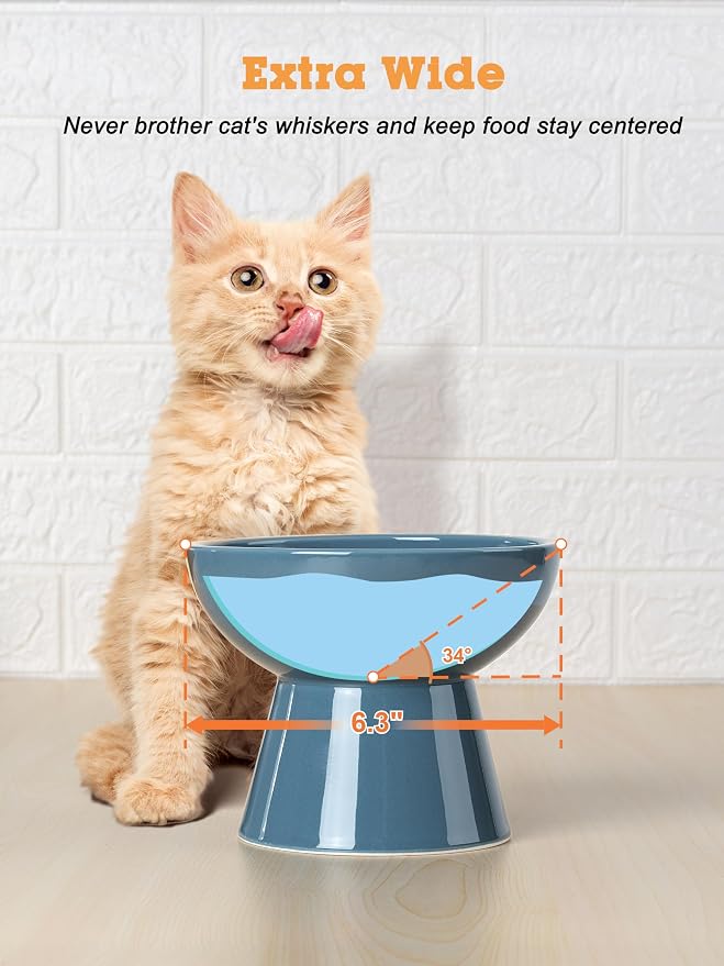 LoeJan Elevated Cat Food and Water Bowls Set, Extra Wide and Raised Ceramic - Image 5