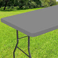 Smiry Rectangle Tablecloth, Elastic Fitted Flannel Backed Vinyl Tablecloths for 8ft Folding Tables, Waterproof Wipeable Table Covers for Indoor, Outdoor, Picnic and Camping (Grey, 36"x96")