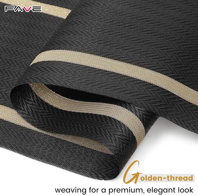 FAVE 4 Pack Woven Vinyl Table Runners, 120x12 Inch Black - Image 6