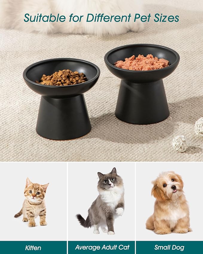 vancasso Elevated Cat Food Bowls 2-Pack, 6.2" Wide Shallow Cat Feeding Bowl - Image 6