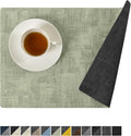 Romanstile Sage Green Placemats Set of 6, Vinyl 100% Waterproof Oil-Proof Wipeable Place Mats, Heat Resistant Dual Sided Table Mats for Kitchen/Dining/Party (Grey Green, 12 x 17 Inch)