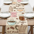 Vintage Coffee Bar Utensil Dining Table Runner, Retro Coffee Bean Hot | Drink by Croar