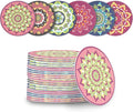 Restaurantware Paper Bar Coasters 48 Count 3.5 Inch Super Absorbent Beverage Coasters Pulpboard Assorted Design Drinkware Coasters Durable Paper Round Assorted