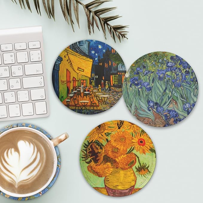 Van Gogh Art Leather Drinks Coasters - Image 3