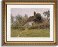 InSimSea Retro Gold Framed Wall Art, Home Room Countryside Old Cottages Vintage Wall Decor, Canvas Print Artwork, Farmhouse Country Decor, Antique Picture Frame Landscape Paintings, 13x16 Inch