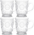 Vintage Glass Mugs Set of 4 – 10oz Vintage Coffee Mugs or Pressed Glass Tea Cup by Yungala