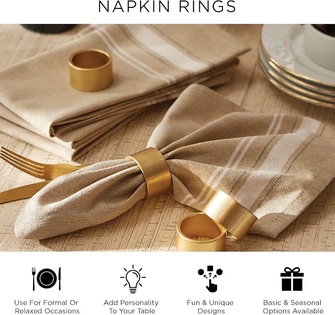 DII Decorative Assorted Silver Napkin Ring Set, One Size - Image 6