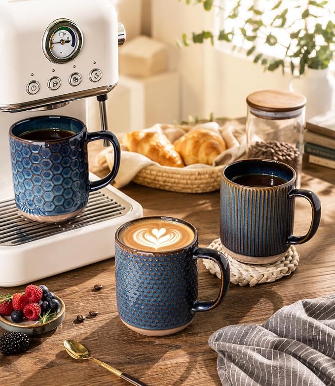 GBhome Coffee Mugs Set of 6, 16 oz Blue Coffee Cups - Image 5