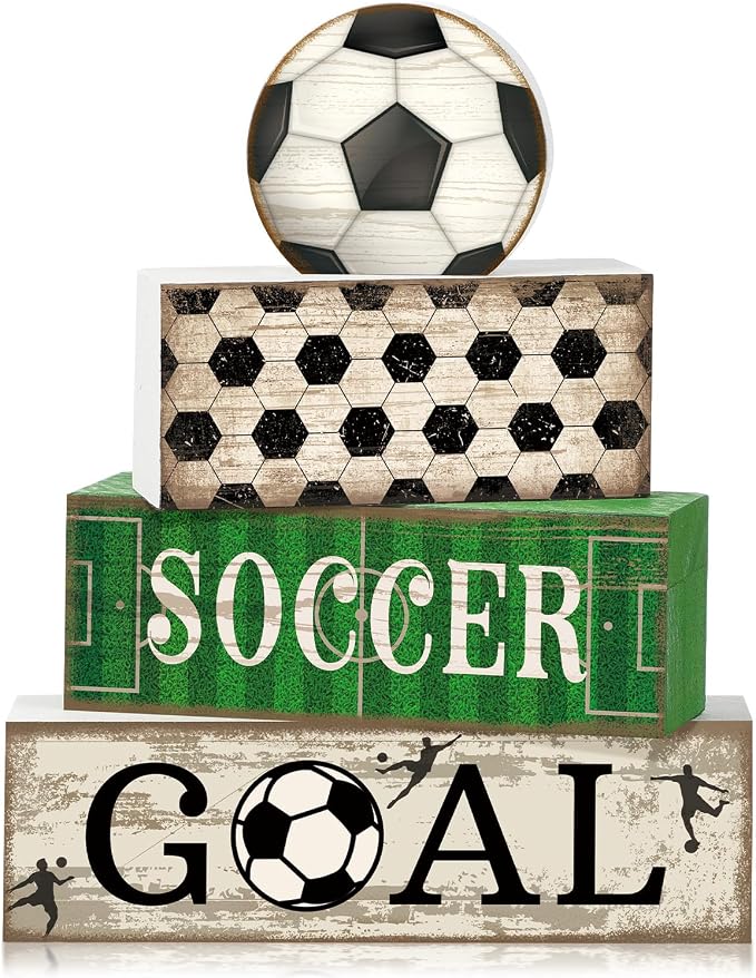 Moucuny 4 Pcs Soccer Party Decorations Soccer Table Centerpiece Football Tiered by Moucuny