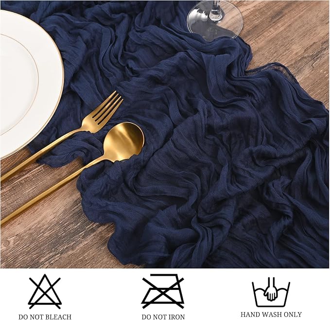 15 Pack Navy Blue Table Runners 17 x 108inch Cheesecloth Table Runner Boho - Image 3