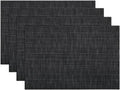 SHACOS Placemats Set of 4 Woven Vinyl Place Mats for Dining Table Wipe Clean Non Slip Table Mats (4, Black)