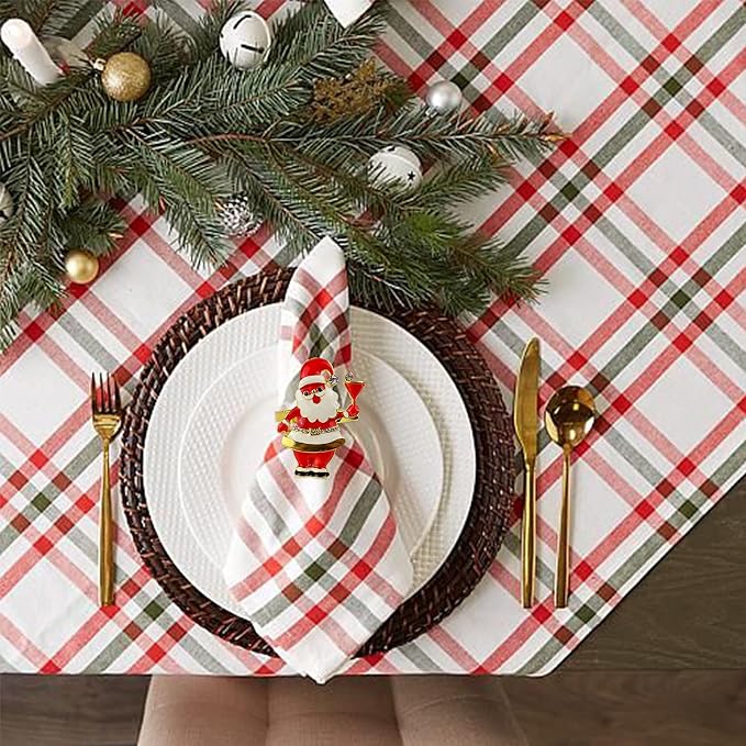 wonlex Xmas Napkin Rings Set of 6, Father Chirstmas Napkin Ring - Image 4