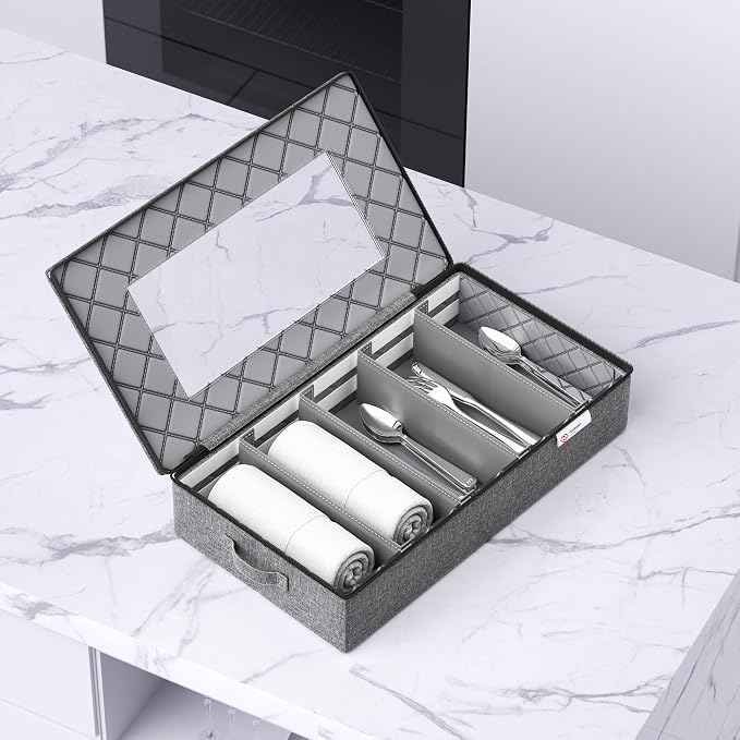 Silverware Storage Box, Hard Shell Flatware Organizer - Image 5