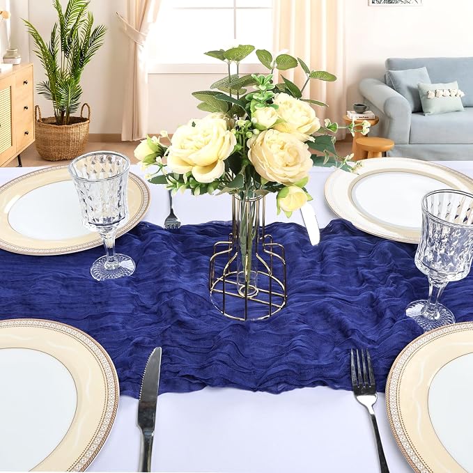 12 Pack 10Ft Royal Blue Cheesecloth Table Runner 23 x 120 Inch | Gauze Rustic - Image 4