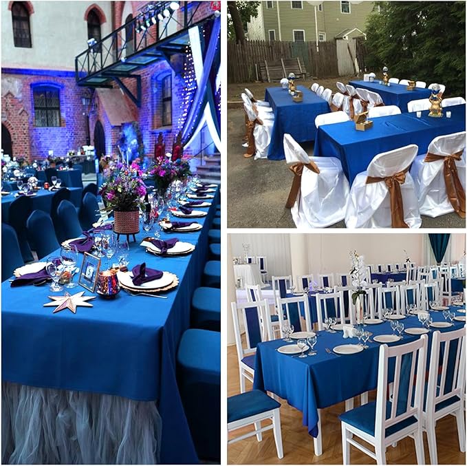 8 Pack Royal Blue Tablecloth 60 x 102 Inch Rectangular Table Cloth for 6 Foot Rectangle Tables, Wrinkle Resistant Washable Polyester Fabric Table Covers for Wedding Party Banquet Buffet and Camping