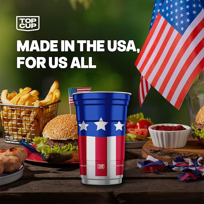 Top Cup Americana Cup | 20 oz Reusable Aluminum Party Cups 20 Count | Durable - Image 5