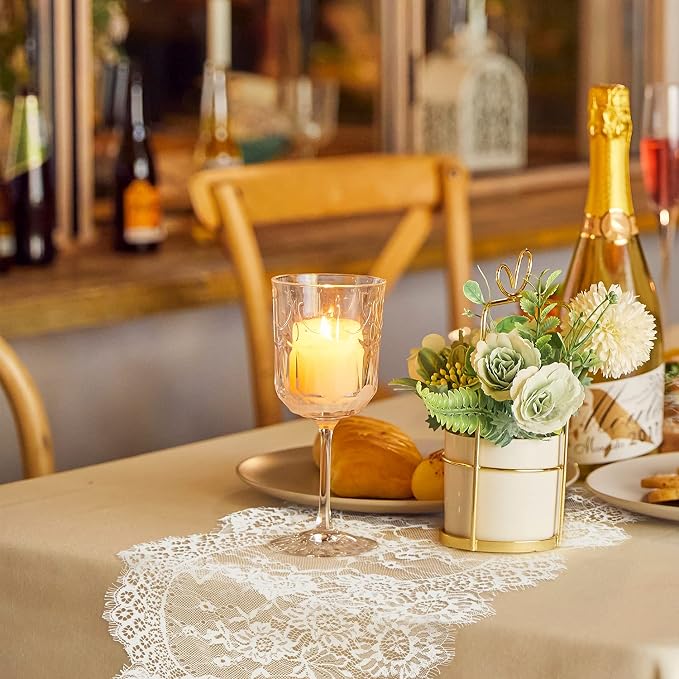 4 Pcs White Lace Table Runners 14 x 120 Inch Vintage Table Runner - Image 3