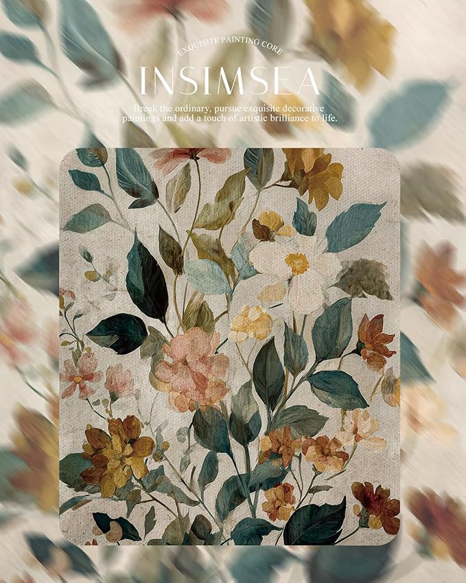 InSimSea Gold Picture Framed Wall Art, Living Room Vintage Watercolor Flower Botanical Wall Decor, Floral Canvas Print Art, Home Farmhouse Decor, Antique Paintings with Frame 13x16inch