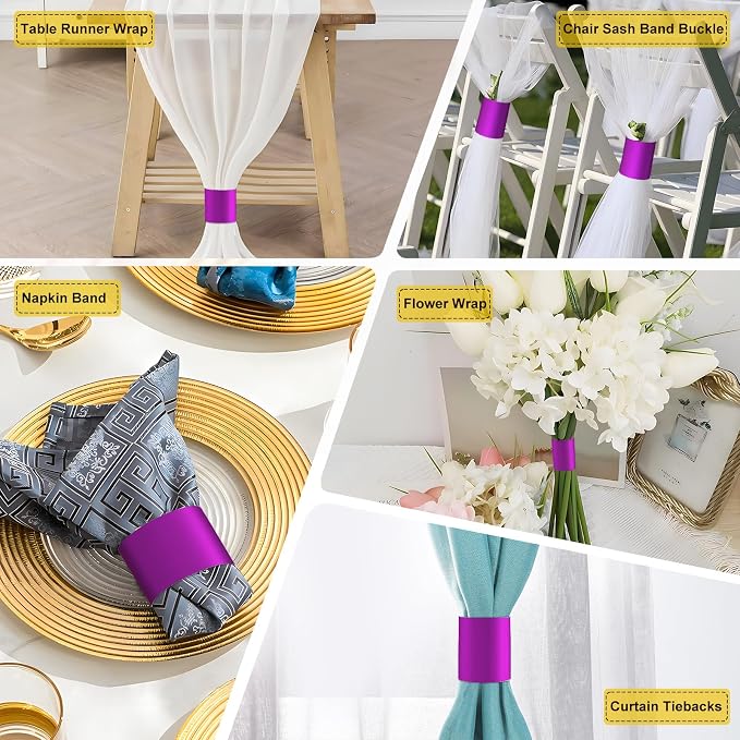 Holiday Parties Napkin Rings Set of 100, 2 Colors in 1, Reusable Adjustable - Image 2