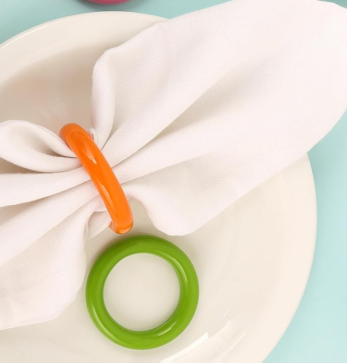 CLEENTABLE Napkin Rings Set of 12 - Epoxy Resin Napkin Holder Cuffs for Dinner Table Décor - Farmhouse Modern Serviette Rings for Weddings, Parties, Receptions, Banquets, Daily Use (Pastel)