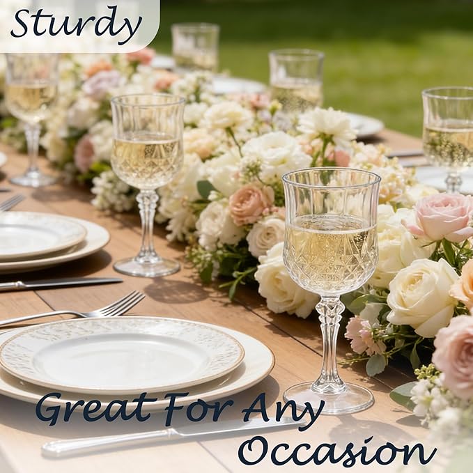 48Pack Plastic Wine Glasses, 7oz Vintage Goblets - Image 6