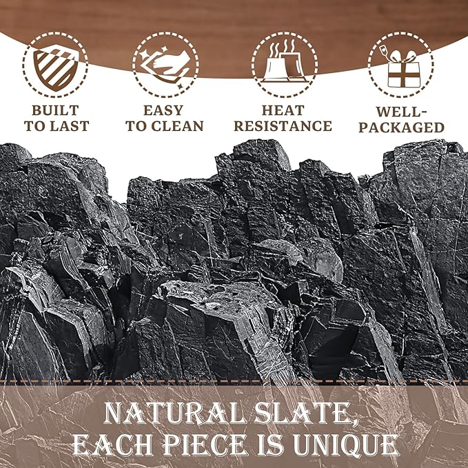 13 Pieces Slate Drink Coasters, GOH DODD 4 Inch Black Coasters Stone Coaster Set - Image 2