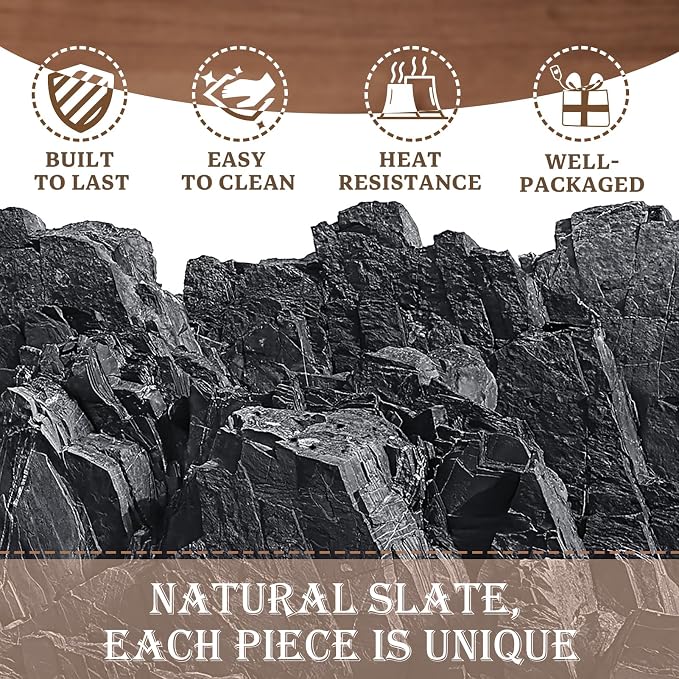 24 Pieces Slate Drink Coasters, GOH DODD 4 Inch Black Coasters Stone Coaster Set - Image 2