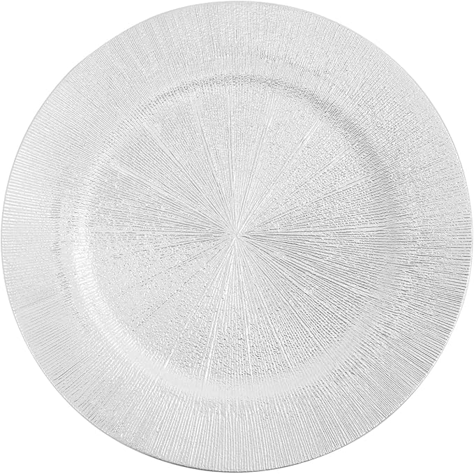 100 Pcs Antique Charger Plates Bulk, 13in Reusable Serving Plates Embossed Rim Plastic Party Dinner Plate Chargers Round Decorative Server Plate for Wedding Party Event Tableware