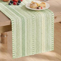 Artoid Mode Sage Green Farmhouse Stripe Braided Table Runner 12x48 Inch | by ArtoidMode