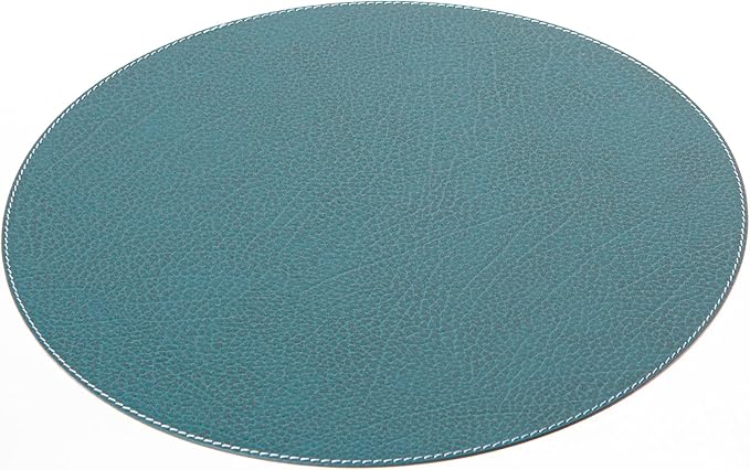 Nikalaz Oval Placemats Set (Pack of 4) Recycled Leather Table Mats 18 x 13 inches (45.7 x 33 centimetres), Kitchen Dining Table Decor by Nikalaz (Petroleum Green)